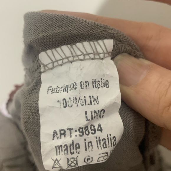 Superbelle Italy 100% linen Lagenlook pants w embroidery. Sz M NWT - Picture 8 of 9